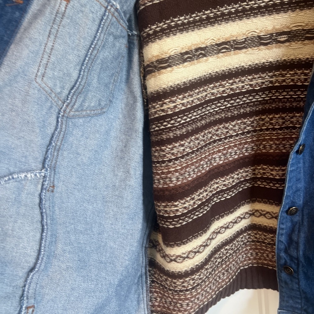 Faded Glory Womens 18W 20W Jean Jacket Vtg 90s Denim Sweater Southwestern Aztec - Picture 5 of 7